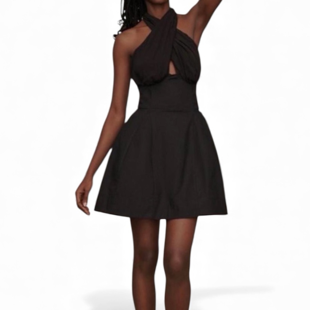 NEW NWT Anthropologie halter mini Black Backless Dress size S